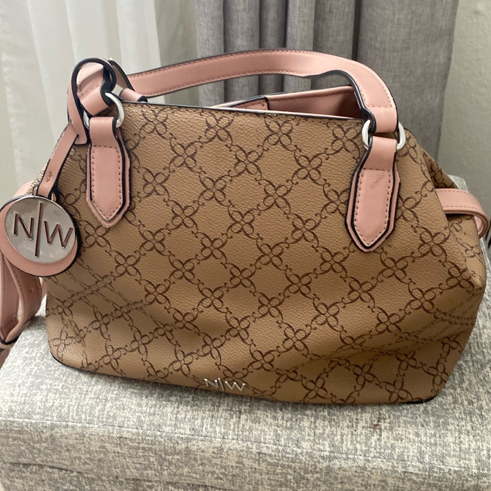 Nine West taupe and mauve satchel